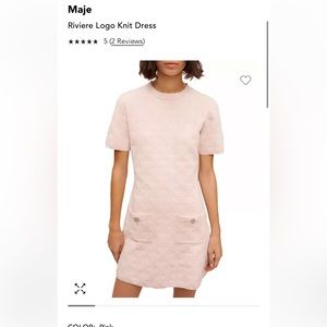 Maje Riviere Pink Knit Logo Dress